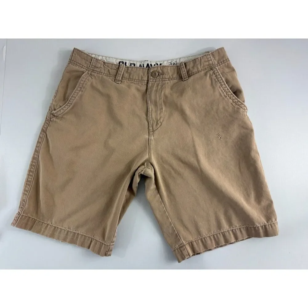 Old Navy Men's Shorts Size 32 Khaki Tan Cotton Chino Flat Front Casual